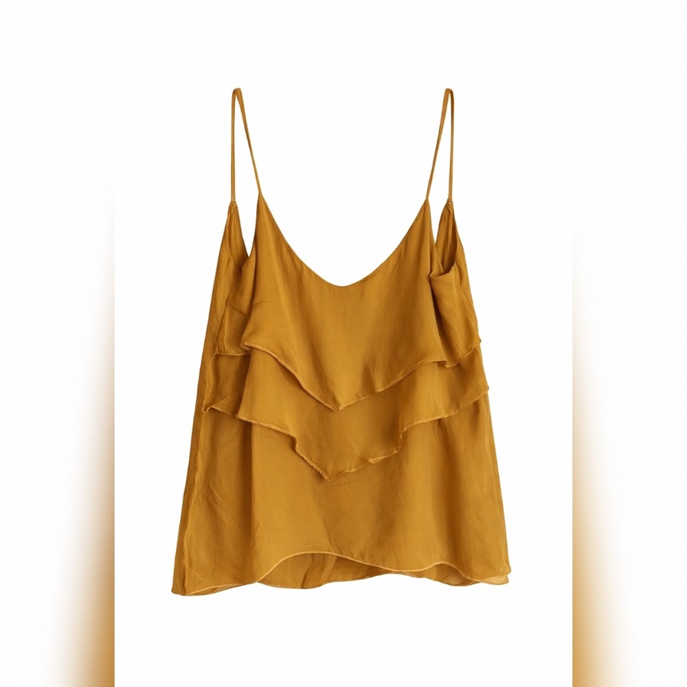 MERRITT CHARLES BASILAN TANK FRONT PETAL CAMI TOP MUSTARD SIZE M "NWT" - Picture 4 of 4